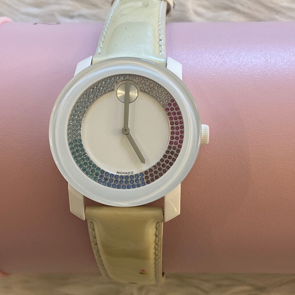 Movado Accessories - Movado White Bold 42mm with Rainbow Pave Swarovski Crystals Dial 3600295 Watch